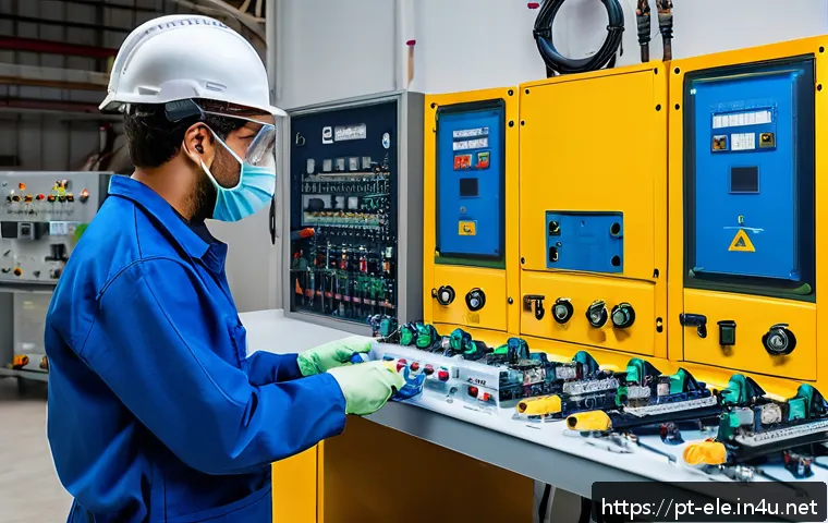 전기분야에서의 실습생 관리 방법 - A professional electrical engineering internship setting in Brazil, featuring a young male intern we...